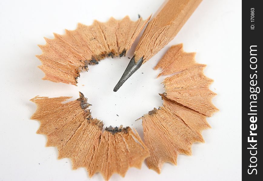 Pencil with a ring of shavings. Pencil with a ring of shavings