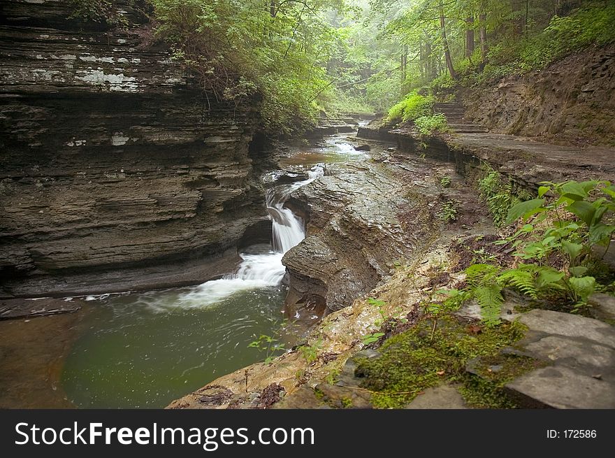 Small waterfall along a gorge trail.