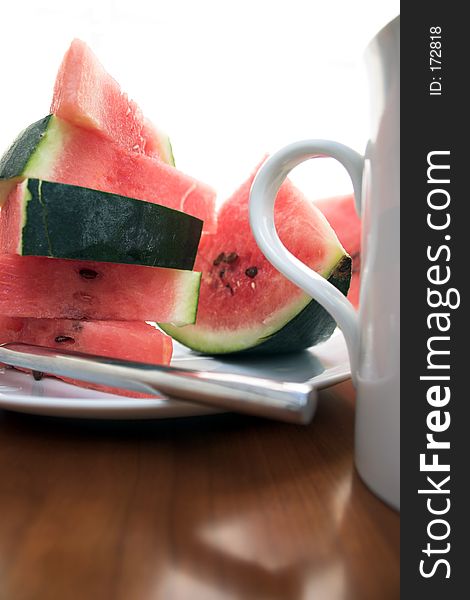 Watermelon for breakfast. Watermelon for breakfast