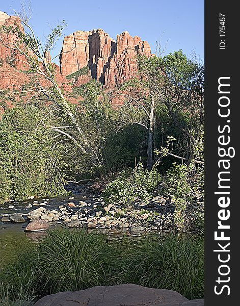 Cathedral Rock with stream in foreground