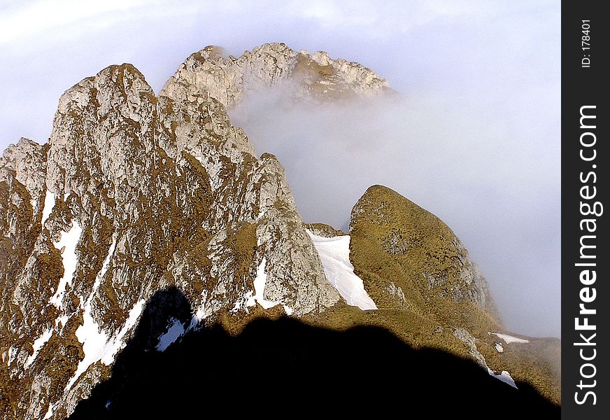 Moraru Ridge In Fog - Bucegi Mountains