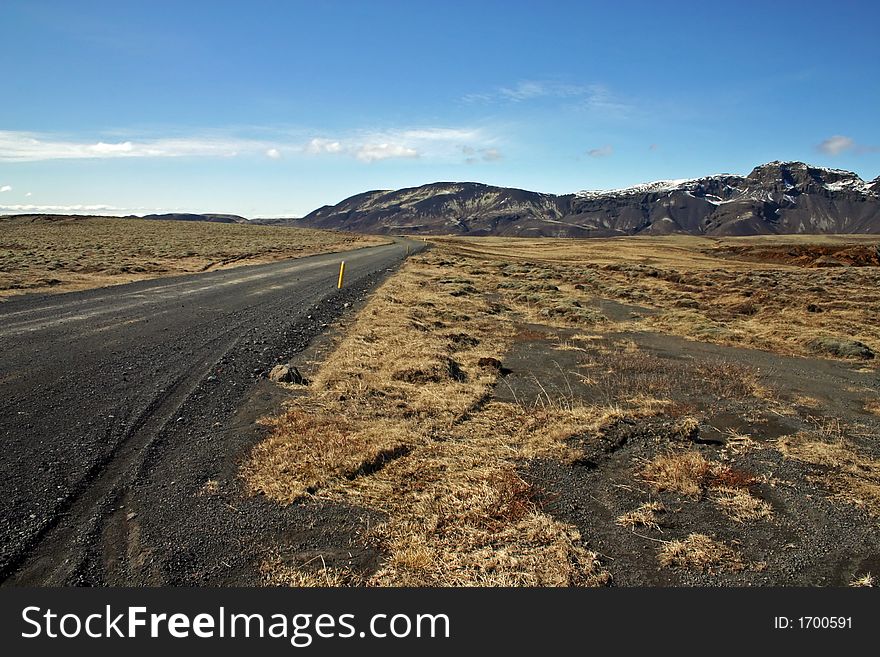 Deserted country road in Iceland