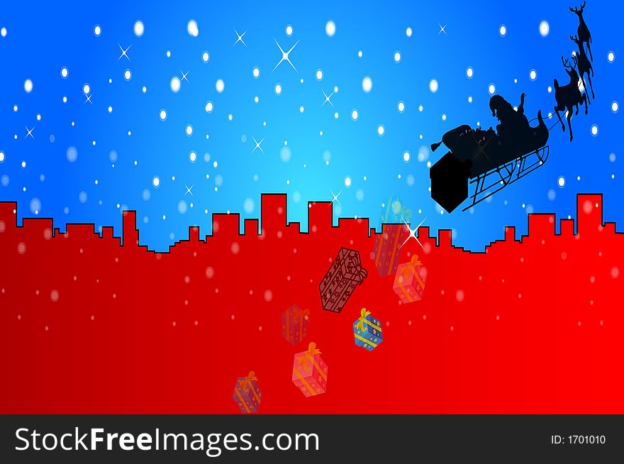 Red and blue background on snowflake and star. Red and blue background on snowflake and star