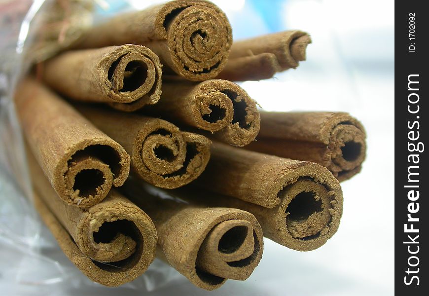 Close-up view of a cinnamon sticks