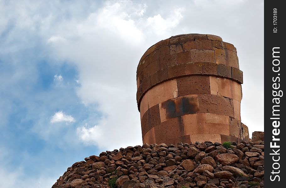 Sillustani funerary towers outside of Puno, Peru