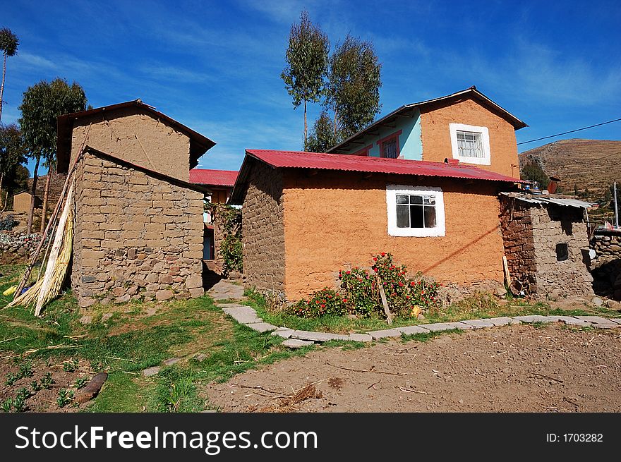 Typical home on Amantani Island in Lake Titicaca, Peru. Typical home on Amantani Island in Lake Titicaca, Peru