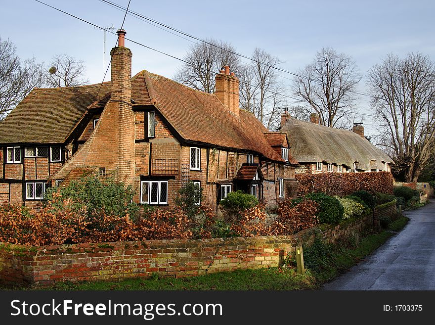 Quaint Timber Framed Medieval Village Cottages in England