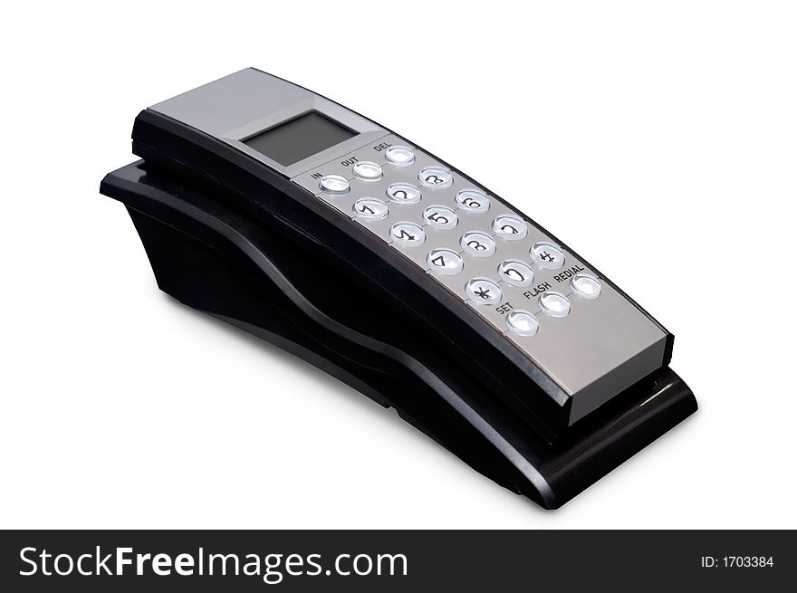 Gray modern telephone isolated with clipping path on white background. Gray modern telephone isolated with clipping path on white background