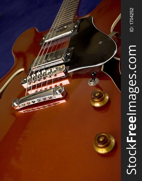 Electric guitar from above over dark background. Electric guitar from above over dark background