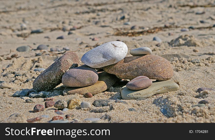 Zen balanced stones on beach. Zen balanced stones on beach.