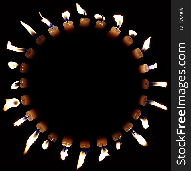 Composition of 24 candle light shots, taken while blowing slightly at them. Composition of 24 candle light shots, taken while blowing slightly at them.