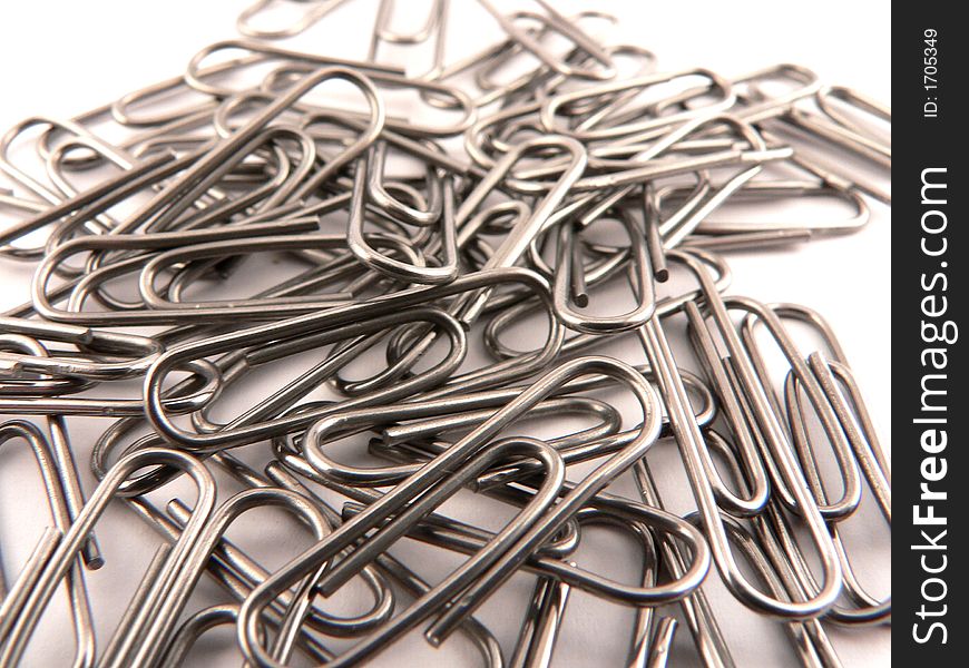 Paper clips on white background