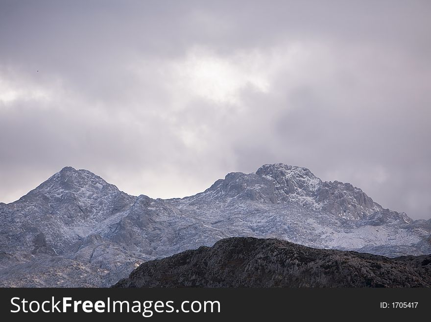 Picos da europa mountain with snow