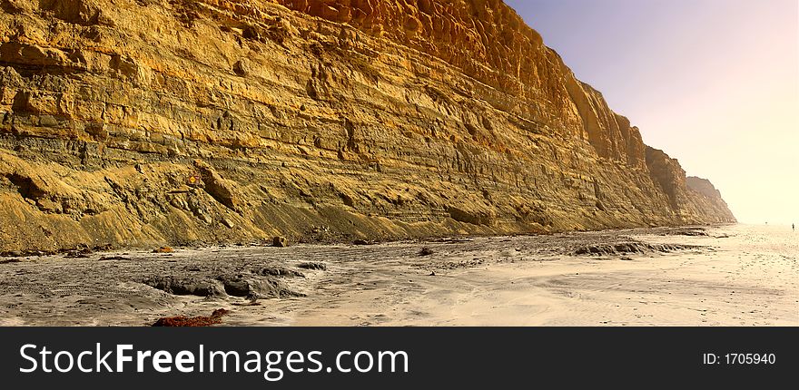 Photo of sunset at the beach at Torrey Pines, California. Photo of sunset at the beach at Torrey Pines, California