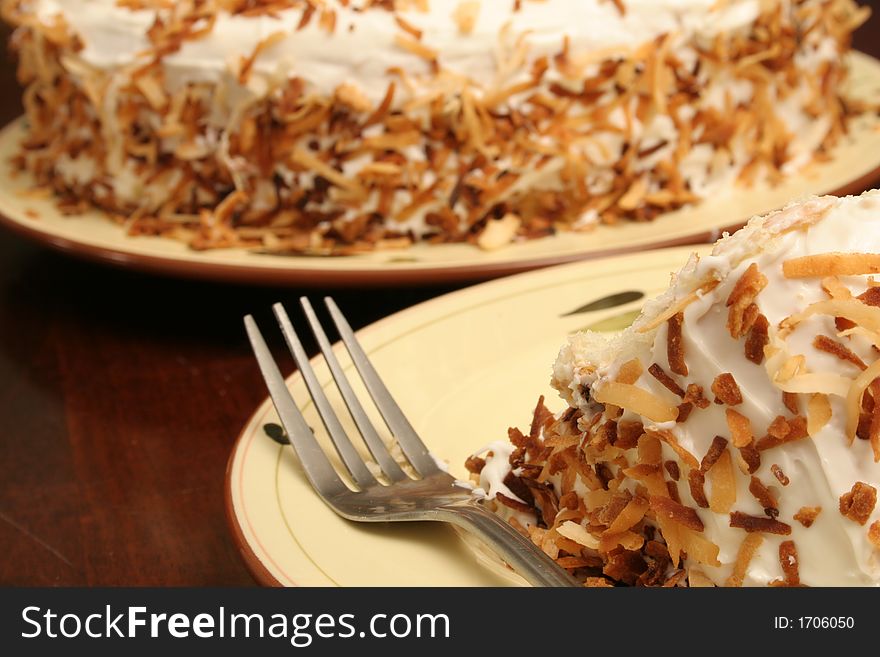 Fine china with coffee & toasted coconut cake