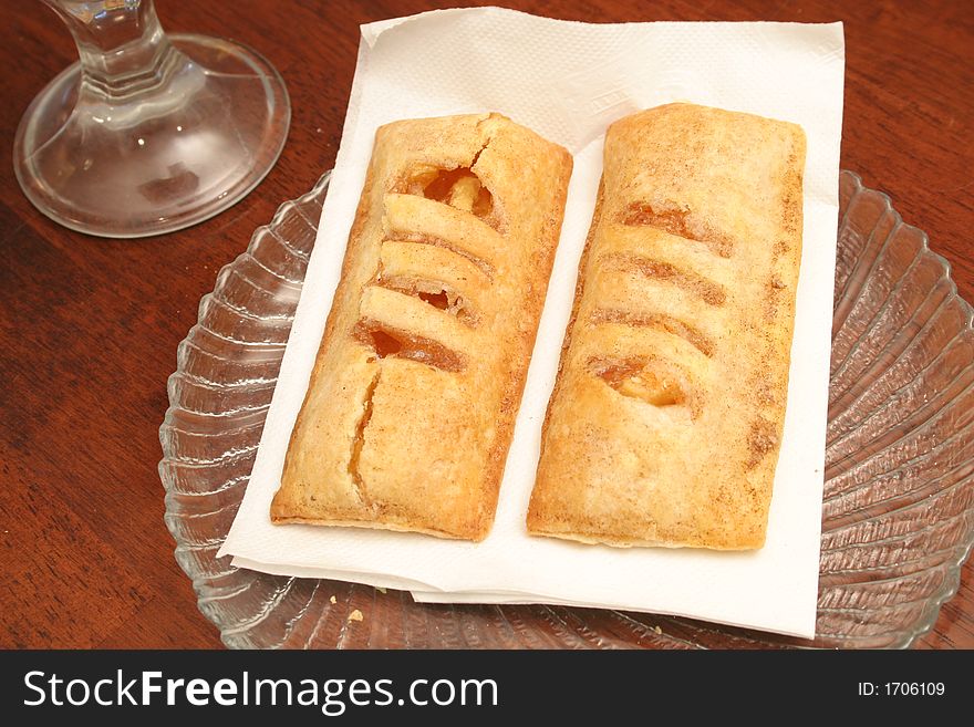 Shot of fast food apple pies upclose