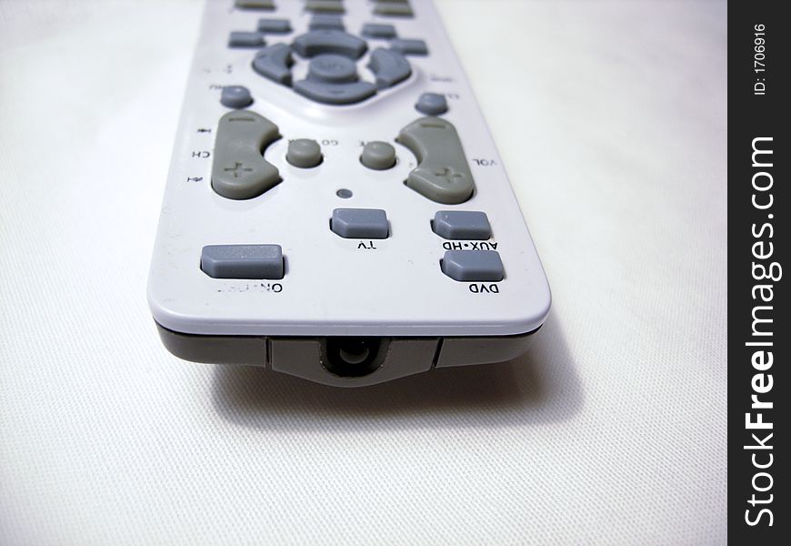 Angled view of the top of the remote. Angled view of the top of the remote