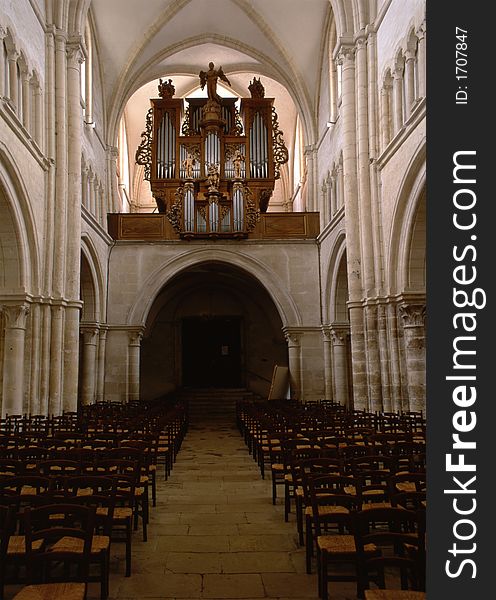 Interior of an ancient gothic church in central France. Interior of an ancient gothic church in central France