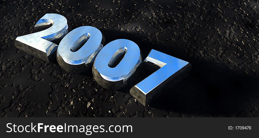 2007, digitally rendered in chrome on textured black background. 2007, digitally rendered in chrome on textured black background.