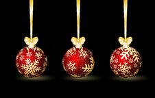 Three Red Christmas Spheres Stock Image Three Red Christmas Spheres Stock Image