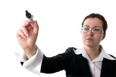 Business Woman Holding A Marker Pen Royalty Free Stock Photography