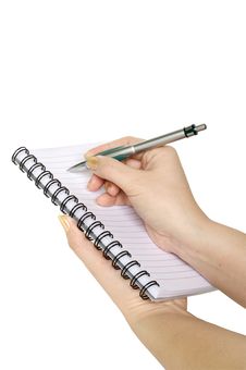 Hand Keep Notebook And Other Hand Keep Pen And Wri Royalty Free Stock Photography