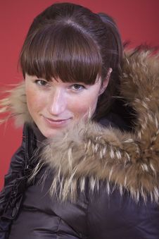 Casual Woman In Winter Coat Royalty Free Stock Image