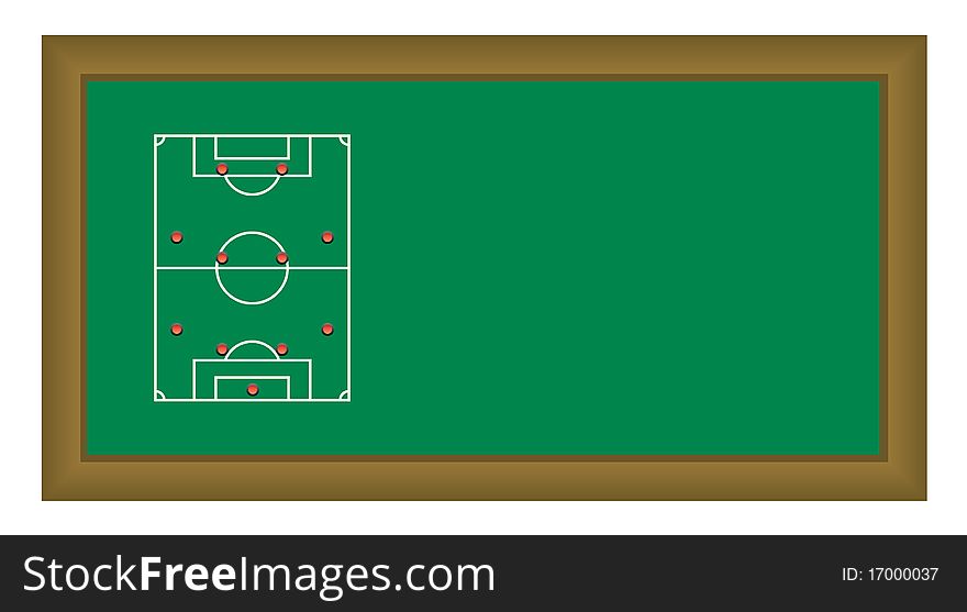 Football formation on blackboard background