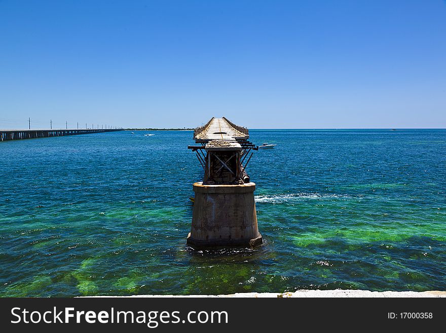 Old rotten bridge near Bahia Honda State park