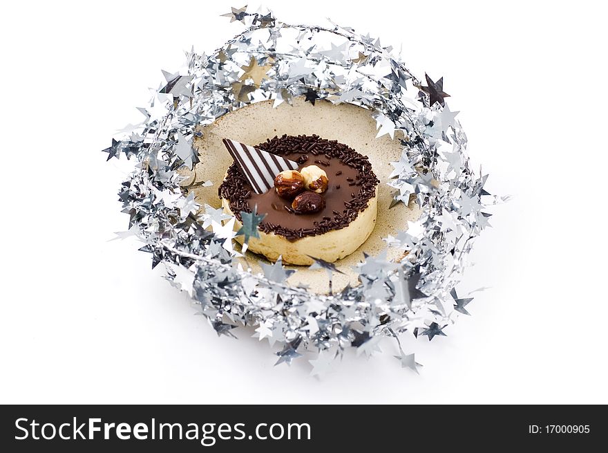 Chocolate tart and xmas decoration
