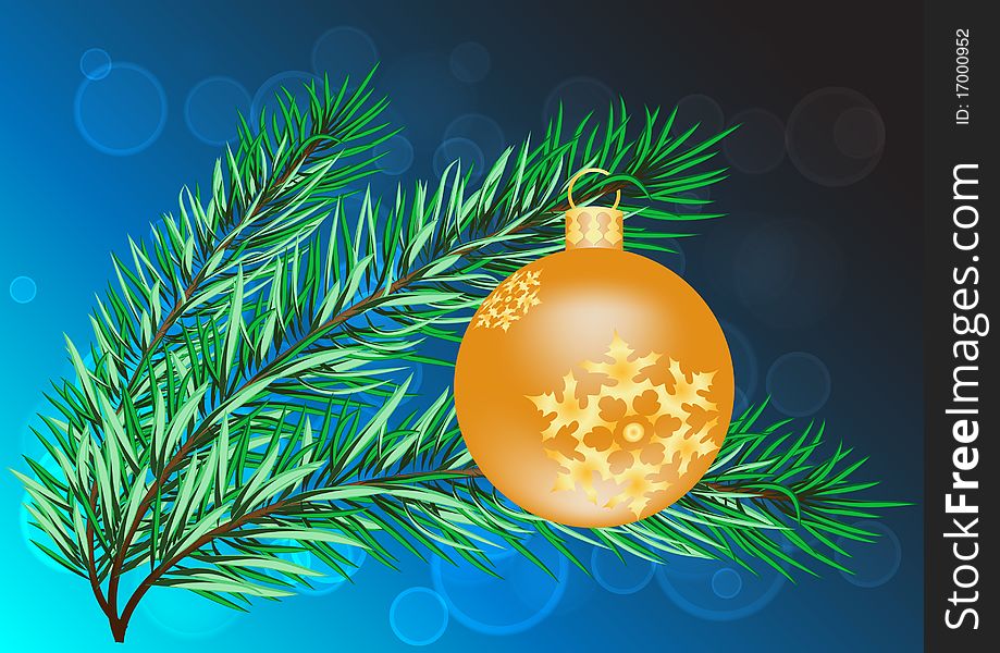 New year background with twig and christmas ball