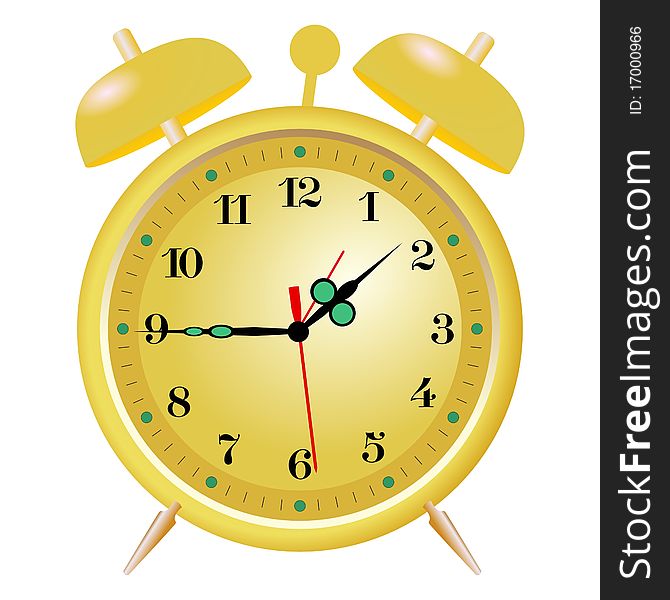 Vector illustration of golden alarm clock