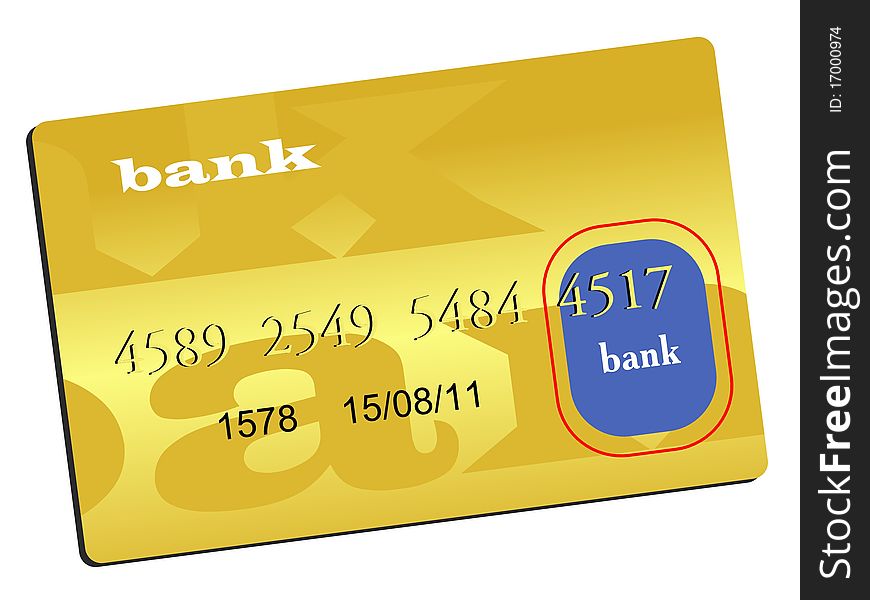 Vector colored illustration of golden credit card