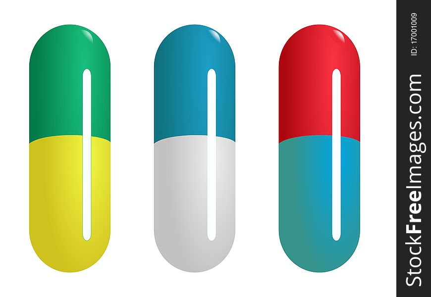 Vector colored illustration of gelatin capsule