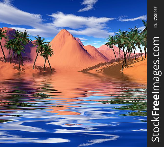 Very bright and colorful tropical landscape