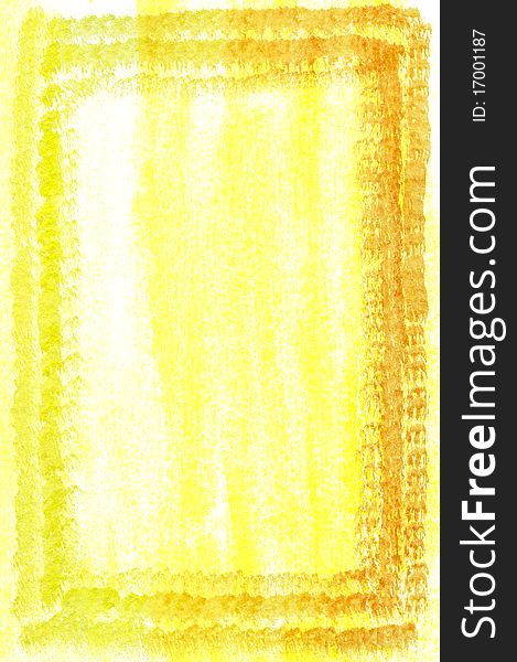 Abstract Yellow Frame. Watercolor Background