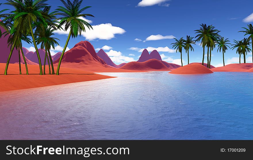 Very bright and colorful tropical landscape