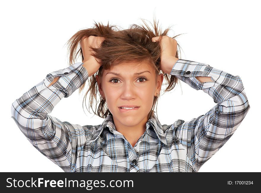 Portrait of a emotional beautiful teenage girl. Isolated on white background. Portrait of a emotional beautiful teenage girl. Isolated on white background.