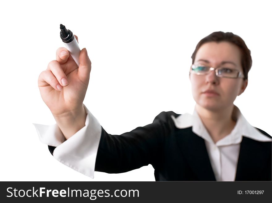 Business woman holding a marker pen