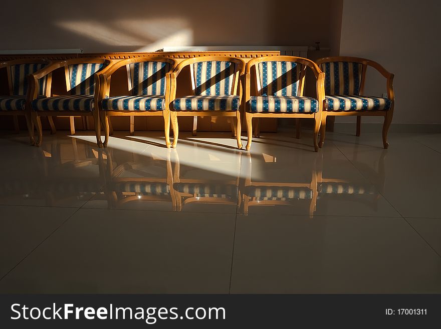 A row of chairs in the meeting room