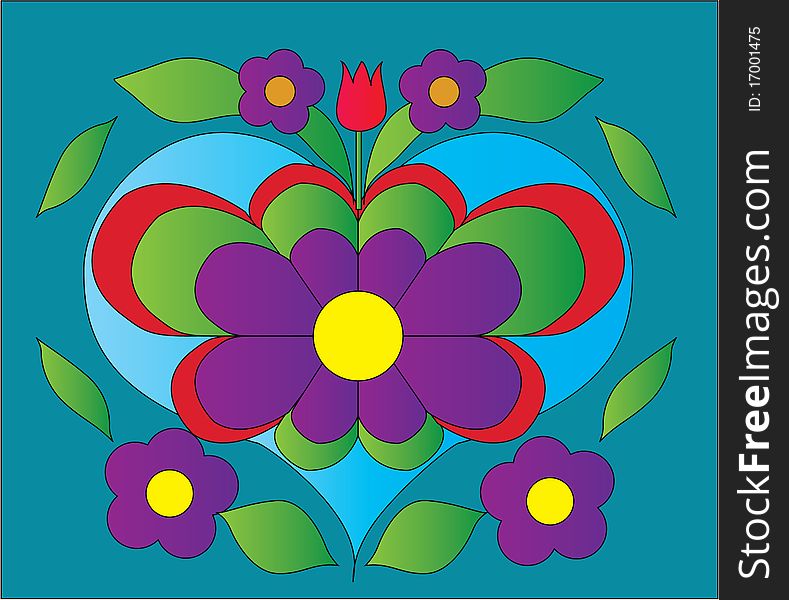 Flower Heart Color Illustration