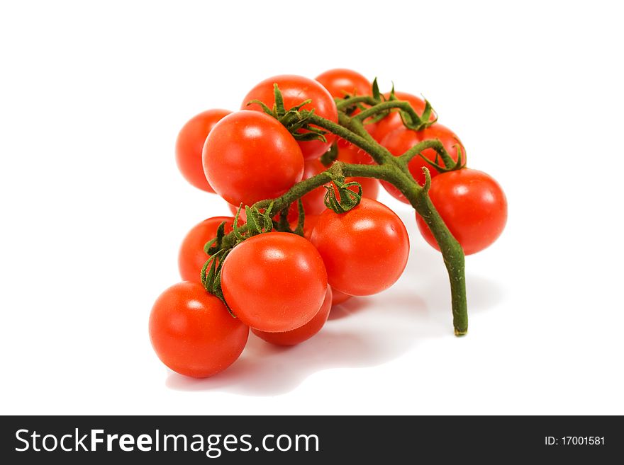 Cherry tomatoes isolated on the white background