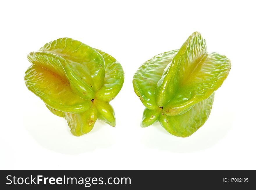 Tropical Star Fruits On A White Background