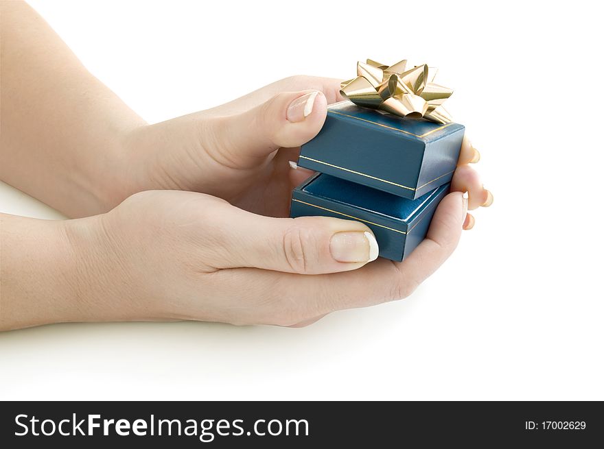 Gift In Box On The Hands
