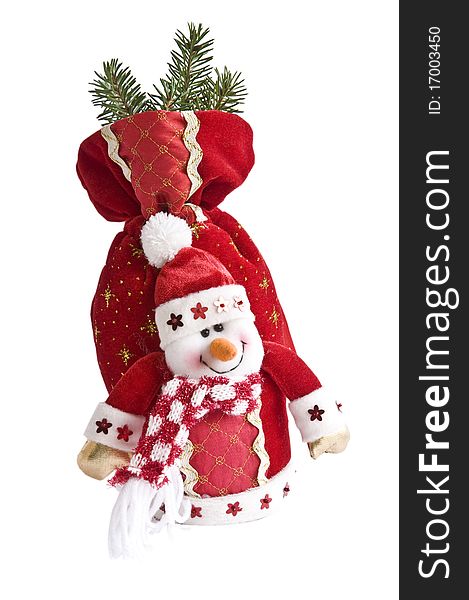 Snowman gift on the white background. Snowman gift on the white background