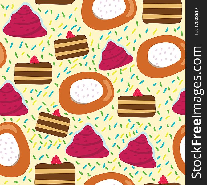 Seamless cartoon pattern with cake . Background