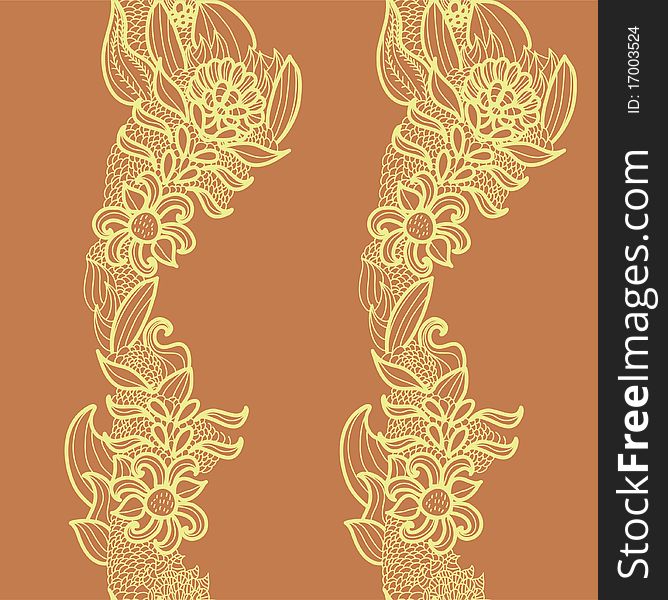 Cartoon vintage floral seamless pattern