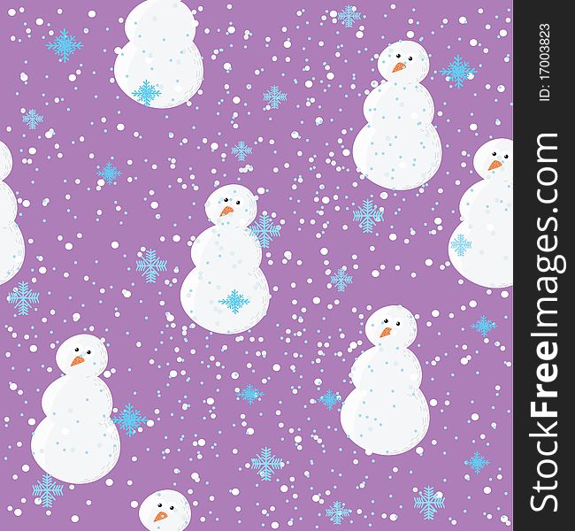 Winter seamless background with snowans