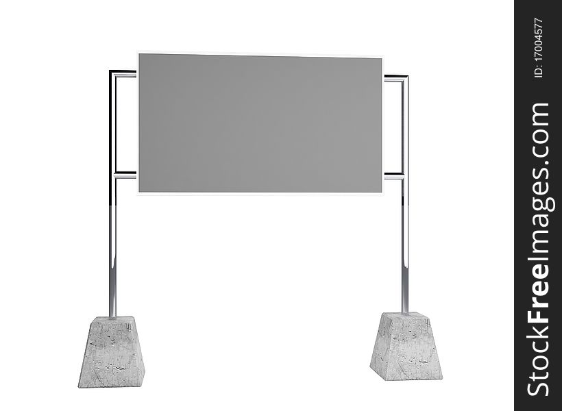 Empty gray billboard isolated on white