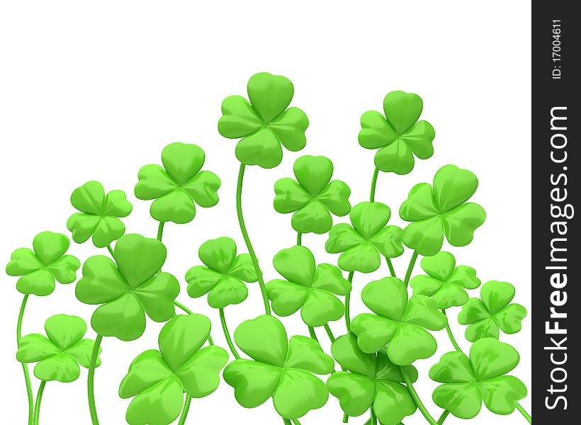 An illustration of many clovers isolated on white. An illustration of many clovers isolated on white
